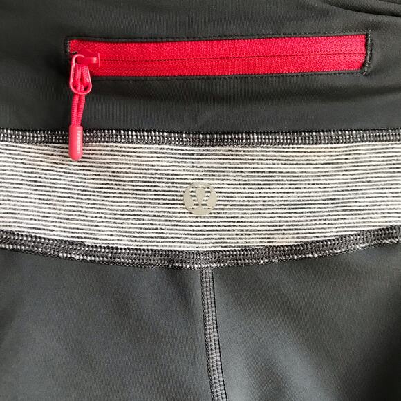 Lululemon Run Cropped Leggings Size 8 Pockets Mesh Running Gym Winter Luxtreme - Picture 8 of 9